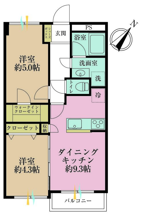 その他 2DK、専有面積52.7m2、バルコニー面積3.03m2