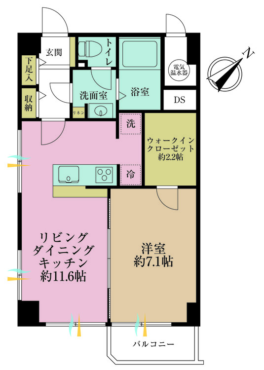 その他 1LDK、専有面積47.52m2、バルコニー面積3.24m2