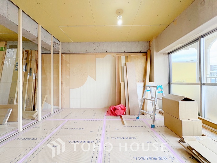 洗面 スケルトンリノベーション（内装・設備・配管などをすべて解体し、間取りを含めて一から作り直す大規模なリノベーション）実施中！2026年1月末完成予定