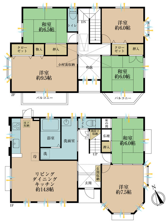 間取り ６ＬＤＫ、土地面積２２８．８２平米、建物面積１３２．２平米