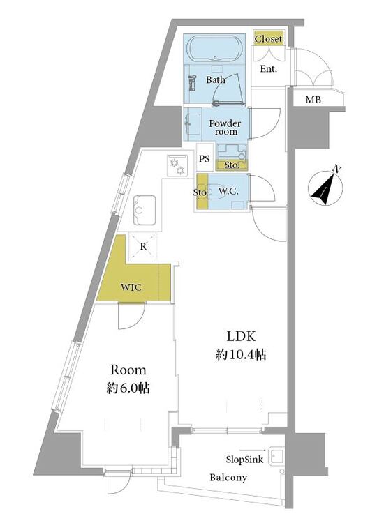 間取り 1LDK、専有面積40.98?、バルコニー面積4.15?