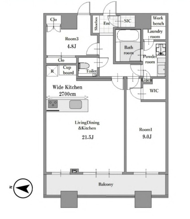 間取り 2LDK、専有面積83.8?、バルコニー面積確認中
