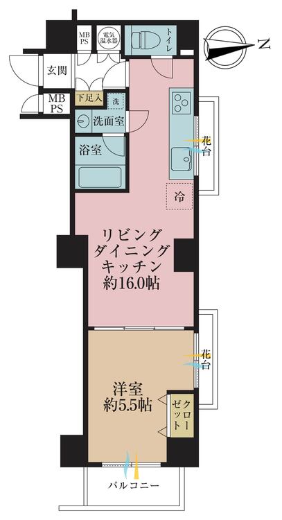 その他 1LDK、専有面積42.35m2、バルコニー面積3.24m2