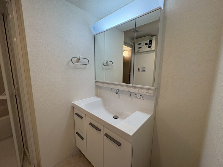 洗面 何かと物が増える場所だからこそ、スッキリと見映えの良い空間に。