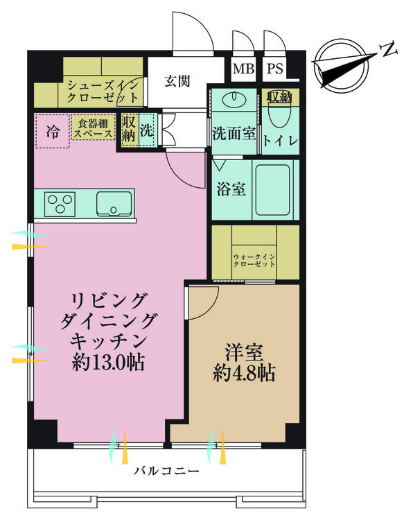 その他 1LDK、専有面積42.12m2、バルコニー面積5.33m2