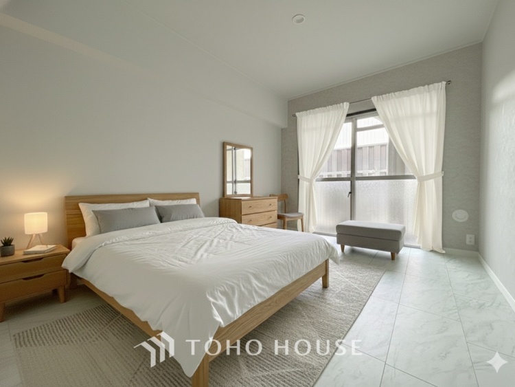 内装 ＊配置してある家具や小物はCGによるイメージ画像です。寝室は一日の疲れを癒す大切な空間。快適で落ち着けるおすすめの間取りです。