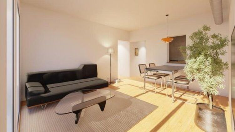 内装 【リビングダイニング】約9.5帖街と家の気配がつながる心地よさが感じられる、陽当たりの良いリビングダイニング。※画像は完成予想図です。※配置されている家具類は、販売価格に含まれません。