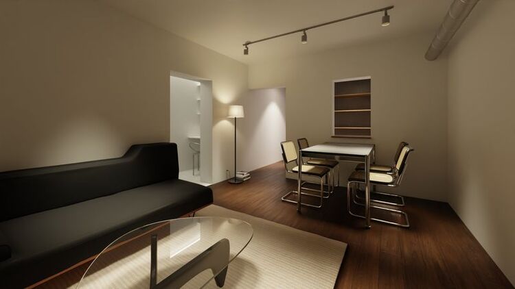 内装 【室内】経年で少し色あせた木、皮革のしっとりしたツヤ、レンガや合板の“ラフさ”を活かした空間。