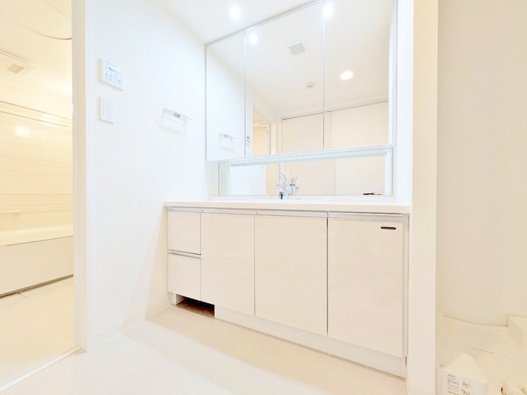 洗面 何かと物が増える場所だからこそ、スッキリと見映えの良い空間に。