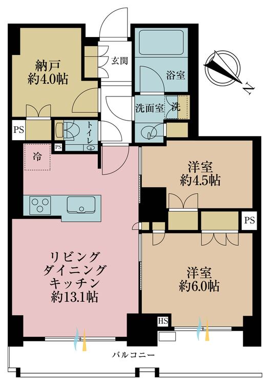 その他 2LDK+S（納戸）、専有面積60.04m2、バルコニー面積8.82m2