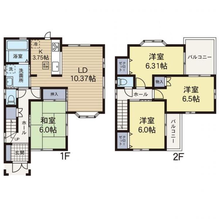 間取り 【間取り図】陽当たりが良い4LDK の間取りでございます。。