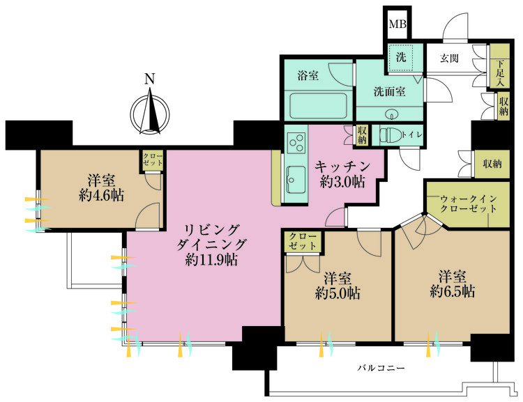 その他 3LDK、専有面積75.1m2、バルコニー面積8.07m2