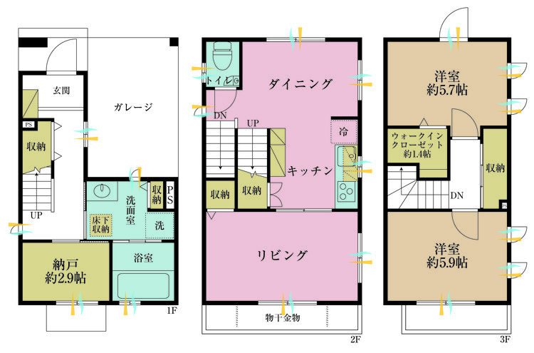 その他 3LDK、土地面積57.39m2、建物面積83.74m2
