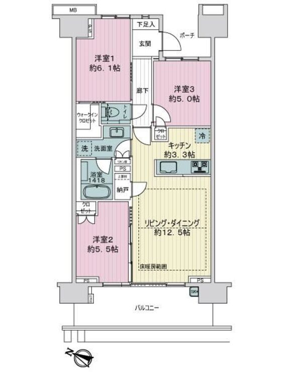 間取り 【house the light is illuminat】採光と風　家事導線も比較的良好で、風通しの良さで過ごしやすい麗(うら)らかな気分にさせてくれるリビング