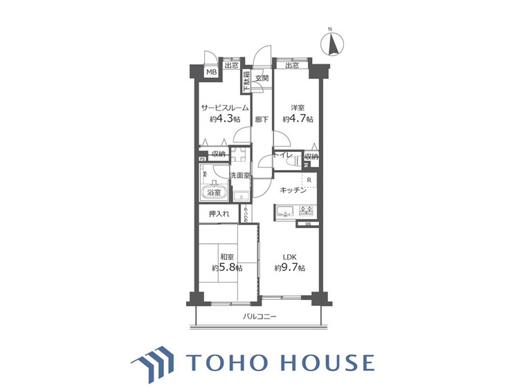間取り 【house the light is illuminat】採光と風　家事導線も比較的良好で、風通しの良さで過ごしやすい麗(うら)らかな気分にさせてくれるリビング