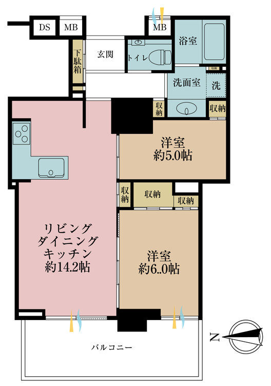 その他 2LDK、専有面積57.2m2、バルコニー面積10.69m2