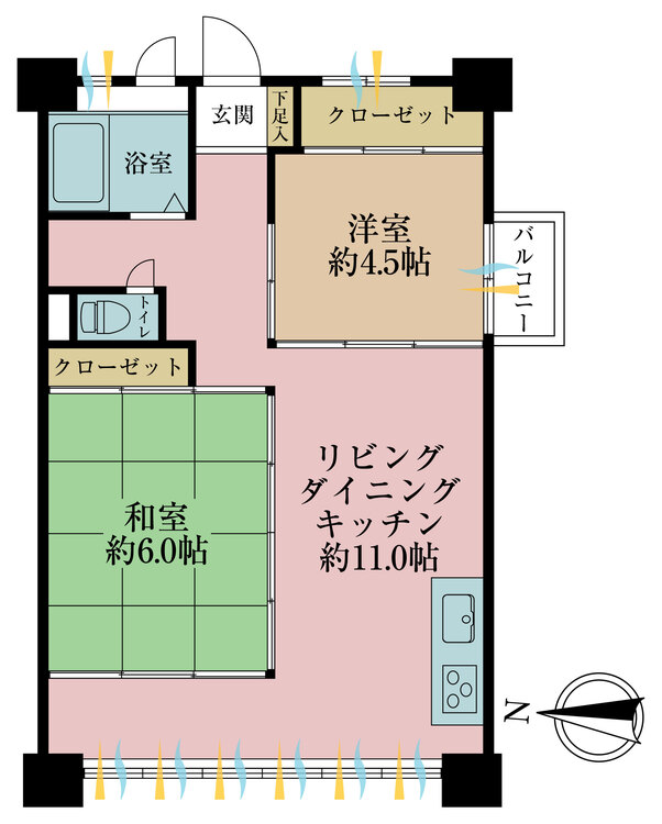 その他 2LDK、専有面積51.84m2、バルコニー面積2.2m2
