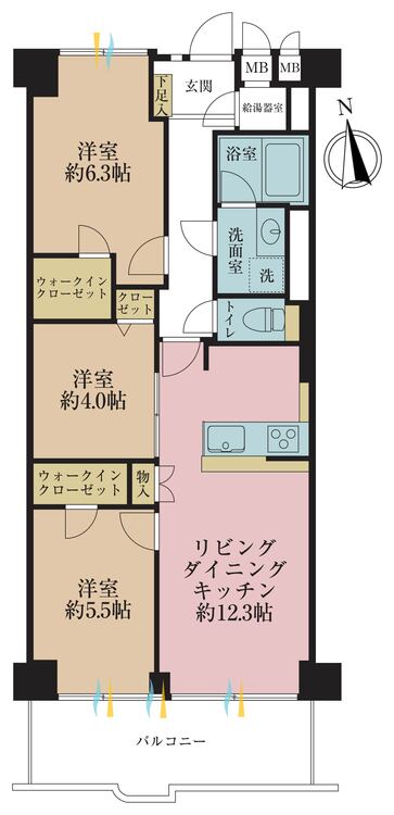その他 3LDK、専有面積68.05m2、バルコニー面積7.14m2