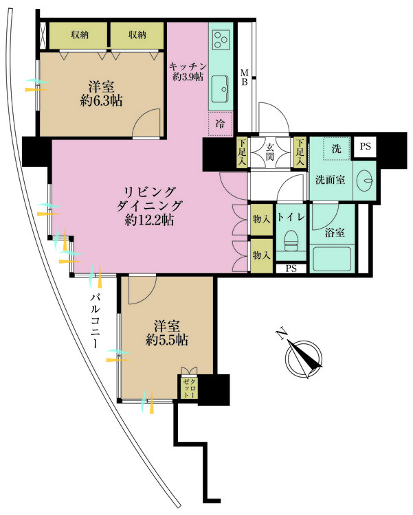 その他 2LDK、専有面積63.64m2