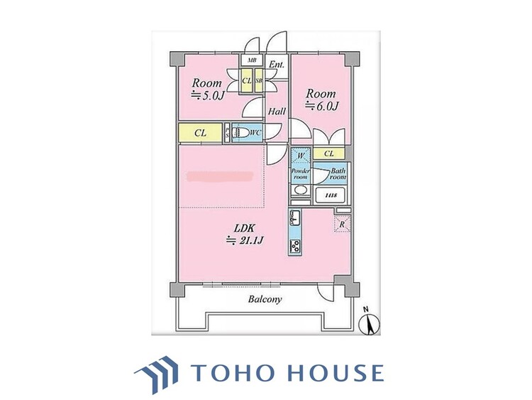 間取り 【house the light is illuminat】採光と風　家事導線も比較的良好で、風通しの良さで過ごしやすい麗(うら)らかな気分にさせてくれるリビング