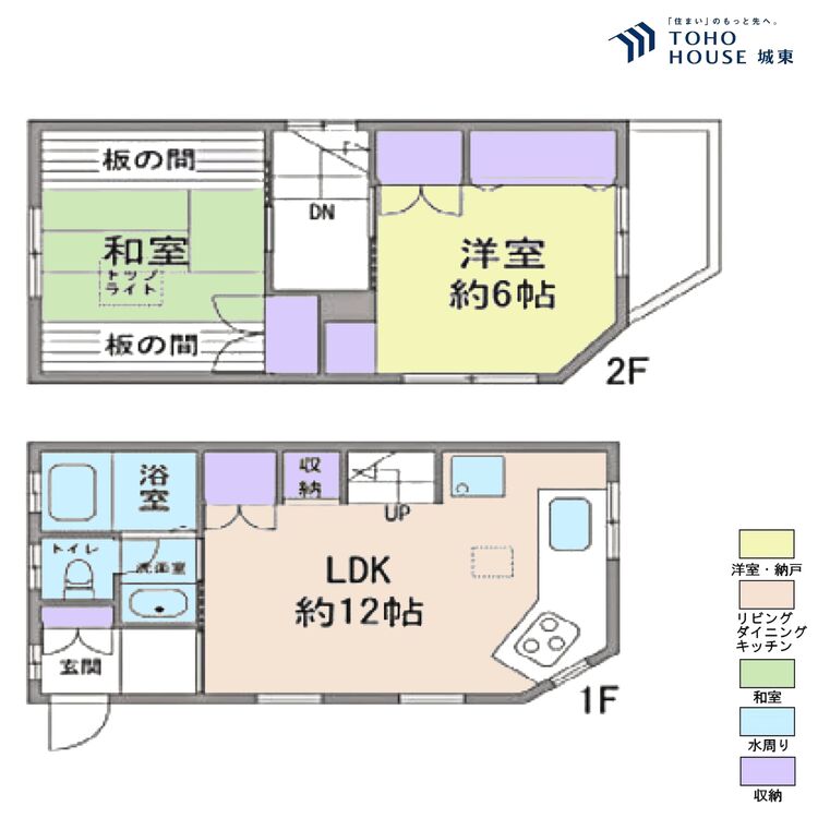 間取り ２ＬＤＫ、土地面積５２．３８平米、建物面積５４．５６平米