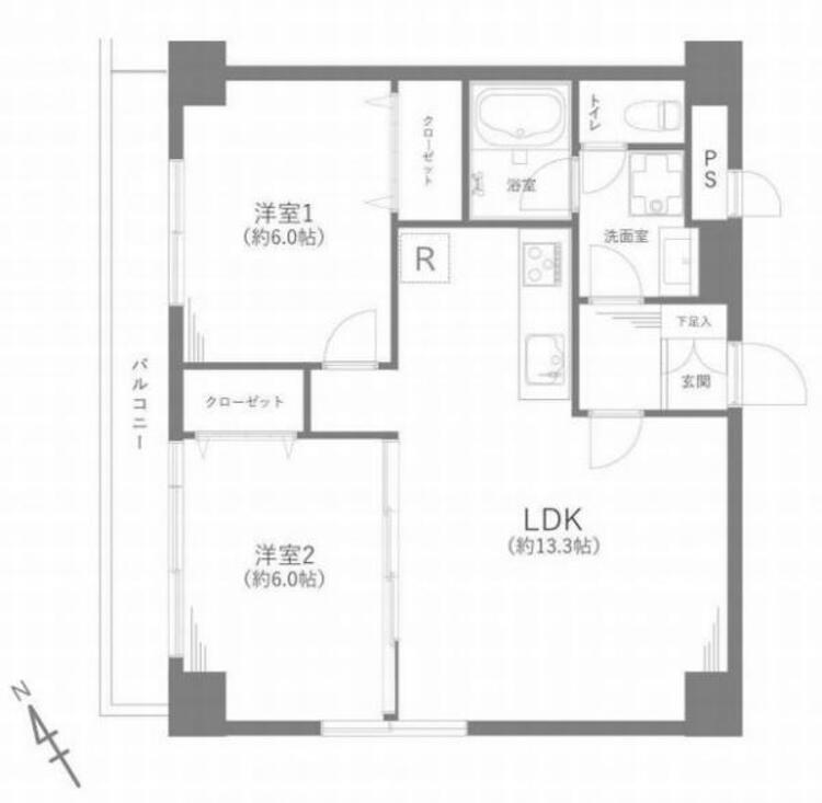 間取り 間取り（２ＬＤＫ＋バルコニー）