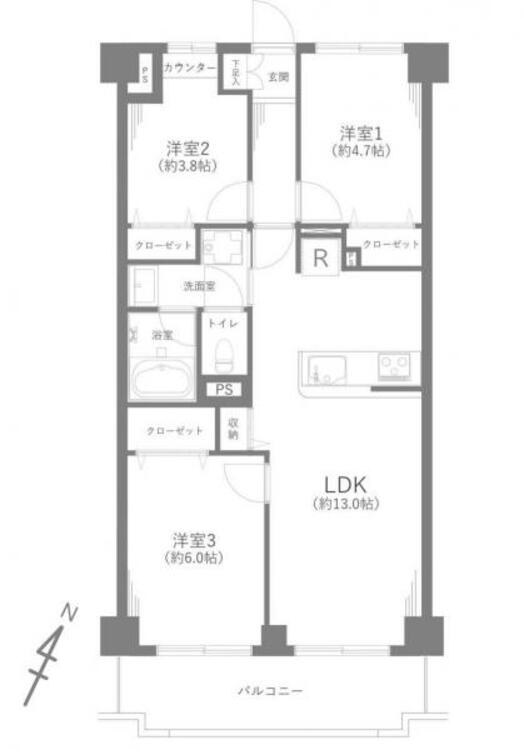 間取り 間取図　3LDK