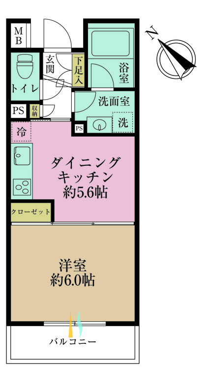 その他 1DK、専有面積28.79m2、バルコニー面積3.96m2