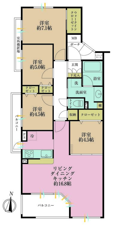その他 4LDK、専有面積90.51m2、バルコニー面積10.01m2
