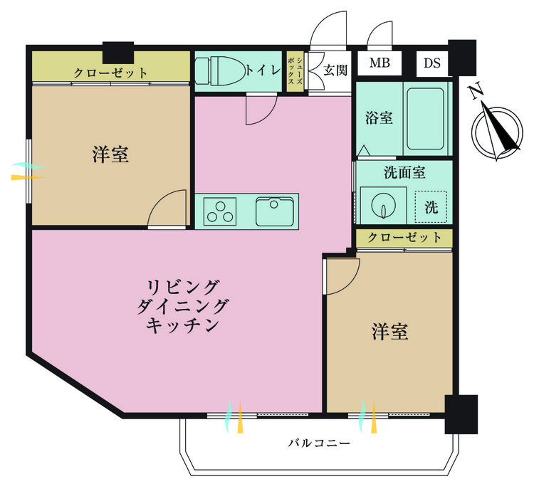 その他 2LDK、専有面積44.53m2