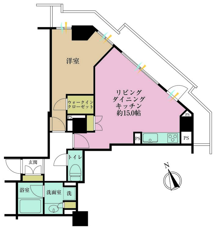 その他 1LDK、専有面積56.32m2、バルコニー面積13.87m2