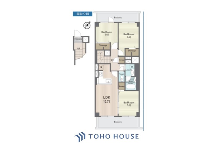 間取り ◆居心地のいい暮らし◆には欠かせない眩い採光。ゆったりとした幅の窓からこの空間に降り注ぐ採光が絶えない。明るいリビングこそ居心地のいい暮らしが待っているのだと思う。