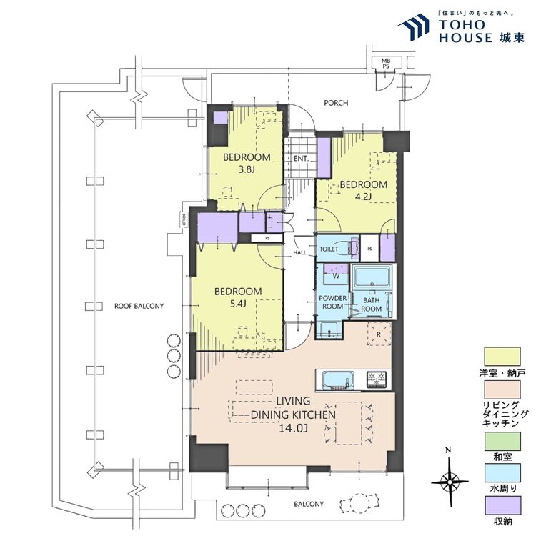 その他 ３ＬＤＫ、専有面積６３．１２平米、バルコニー面積７．７８平米、ルーフバルコニー面積３６．７平米