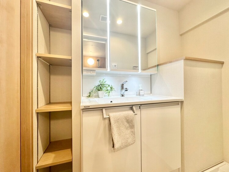 洗面 何かと物が増える場所だからこそ、スッキリと見映えの良い空間に。