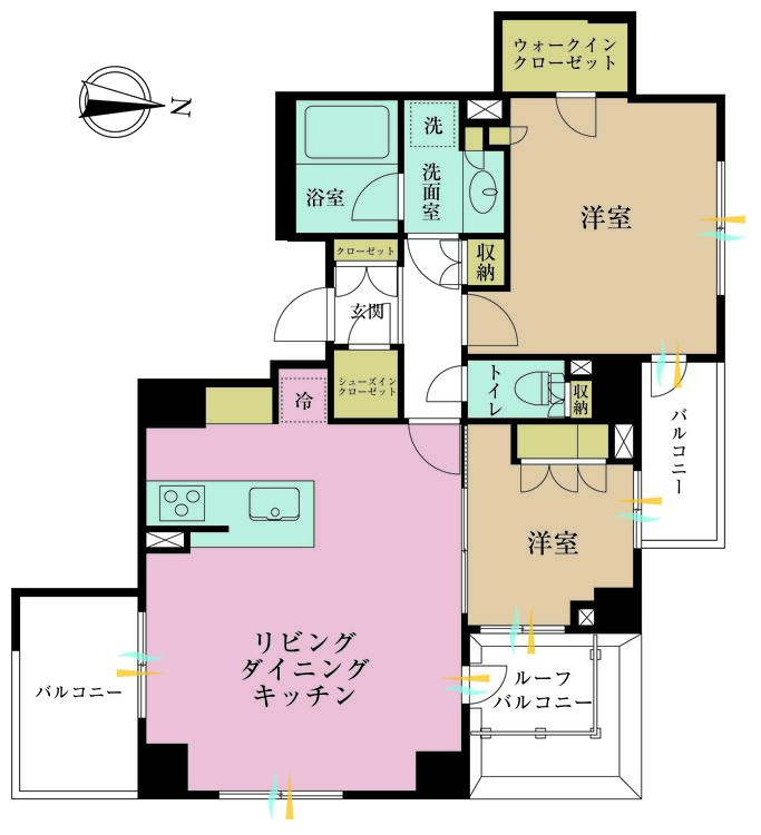 その他 2LDK、専有面積64.13m2、バルコニー面積8.18m2