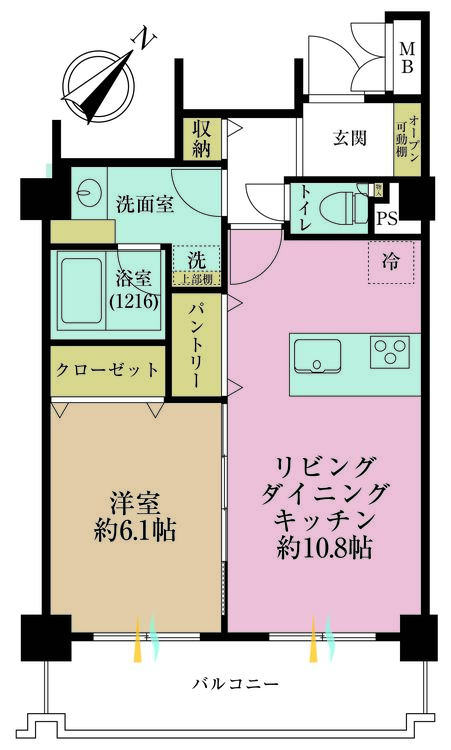 その他 1LDK、専有面積46.7m2、バルコニー面積8.38m2