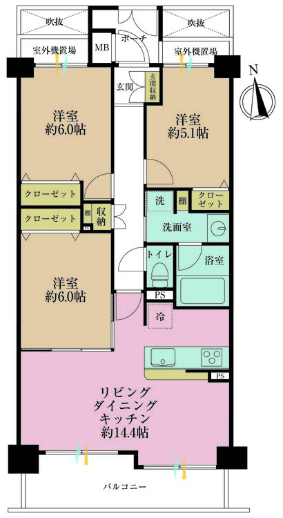 その他 3LDK、専有面積71.09m2、バルコニー面積10.03m2