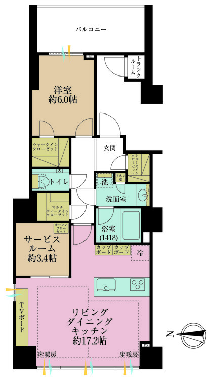 その他 1LDK+S（納戸）、専有面積67.17m2、バルコニー面積9.75m2