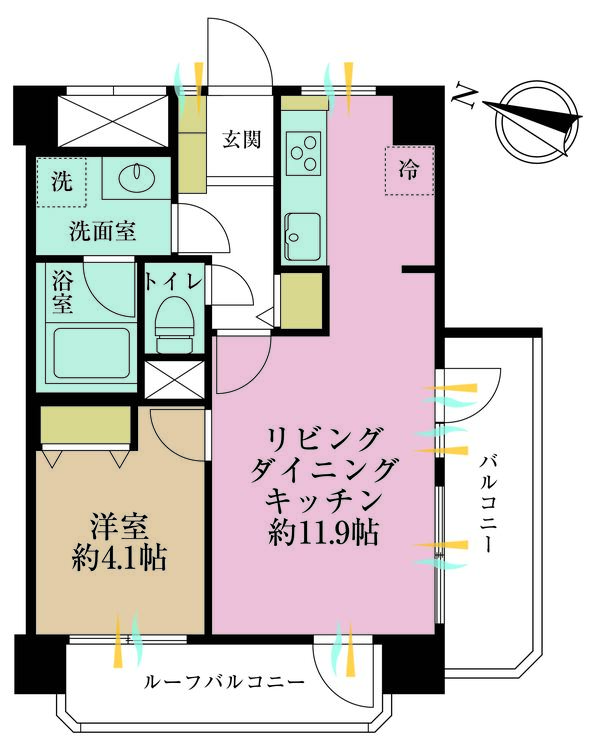 その他 1LDK、専有面積40.42m2、バルコニー面積5.27m2