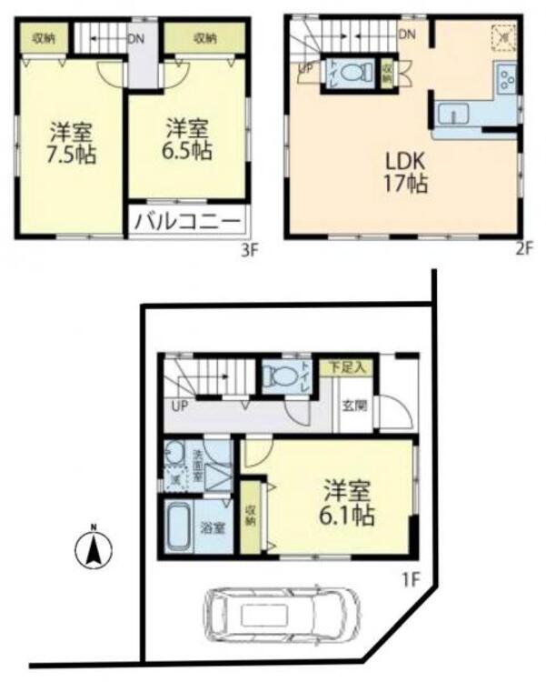 間取り ３ＬＤＫ＋カースペース