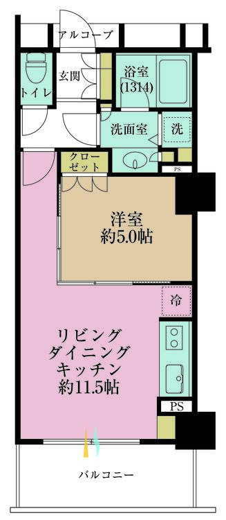 その他 1LDK、専有面積38.28m2、バルコニー面積6.78m2