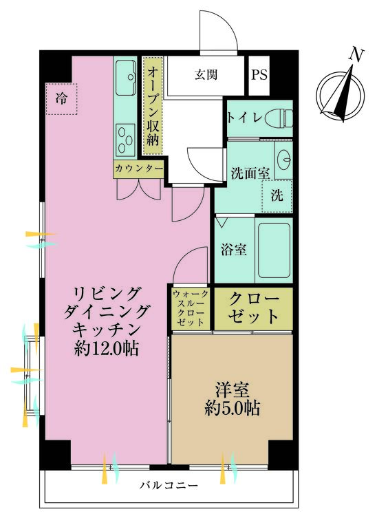 その他 1LDK、専有面積41.05m2、バルコニー面積4.95m2