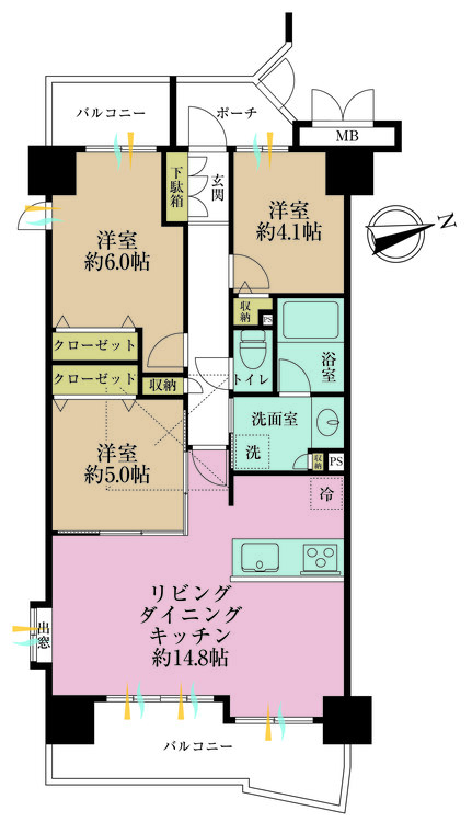 その他 3LDK、専有面積66.79m2、バルコニー面積8.08m2