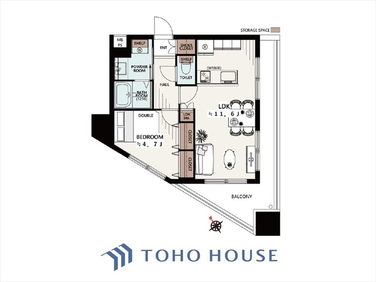 間取り ◆居心地のいい暮らし◆には欠かせない眩い採光。ゆったりとした幅の窓からこの空間に降り注ぐ採光が絶えない。明るいリビングこそ居心地のいい暮らしが待っているのだと思う。