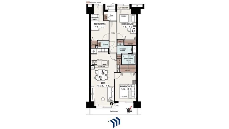 間取り 広大な空間を誇るLDKは、あなたの創造性を解き放つ舞台。ゆとりのある各居室と機能的な水回りが、都心の贅沢を極めます。