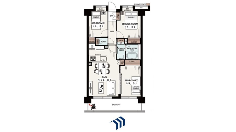 間取り 広大な空間を誇るLDKは、あなたの創造性を解き放つ舞台。ゆとりのある各居室と機能的な水回りが、都心の贅沢を極めます。