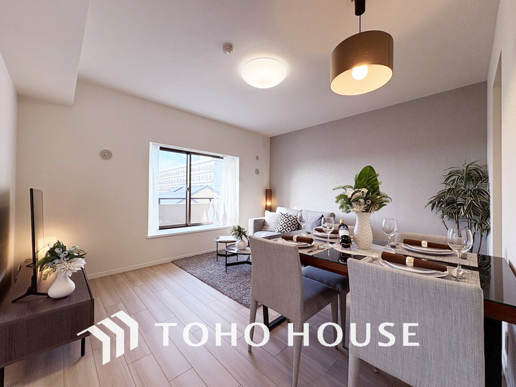 内装 広がりのある住空間、家族が集まるリビング・ダイニング