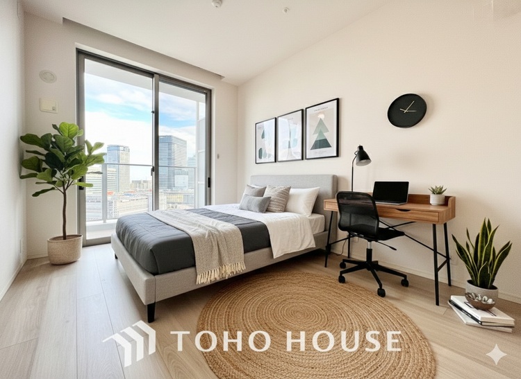 内装 ＊配置してある家具や小物はCGによるイメージ画像です。寝室は一日の疲れを癒す大切な空間。快適で落ち着けるおすすめの間取りです。