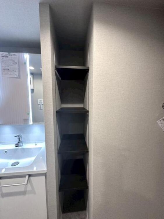 洗面 ビルトインのリネン庫があり、洗面スペースを広々とつかえます 