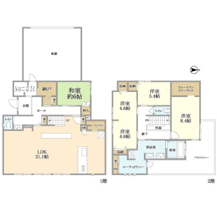 間取り 大容量の収納や、回遊可能な帰宅動線など、こだわりの間取り設計です！